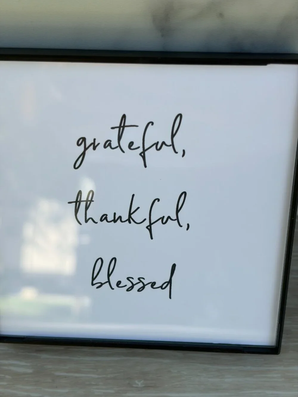 Grateful Thankful Blessed Framed Art Print 4x4 Black White Modern Tiered Tray